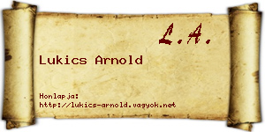 Lukics Arnold névjegykártya